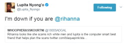 officialuthor:  superheroesincolor:  Rihanna and Lupita Nyong'o will costar in a buddy movie directed by Ava DuVernay for Netflix “After dramatic negotiation session at the Cannes Film Festival, Netflix has nabbed a film project pairing Grammy winner