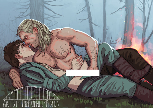 thefriendlypigeon:Well, my uncensored Gerald/Jaskier artwork got 743 notes before it was flagged, so