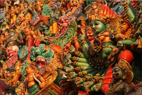 Detail from gopura sculptures, Meenakshi Sundareswara Koil, Madurai