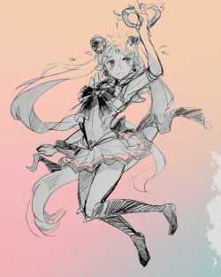 draa:  Super Sailor Moon - Last night’s doodle before bed. I think this is my favourite SM transformation. She started looking a little cumbersome with the wings as Eternal Sailor Moon haha xD 