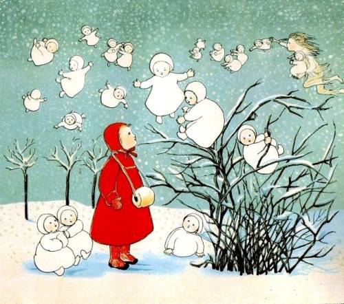 From the book : “The Story of the Snow Children” by Sibylle Von Olfers , 1905 #sibylle von olfers #childrens books#Illustration