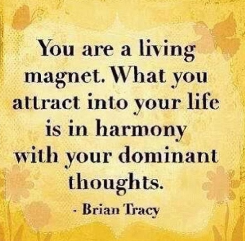 You are a living magnet.  What you attract into your life is in harmony with your dominant thoughts.