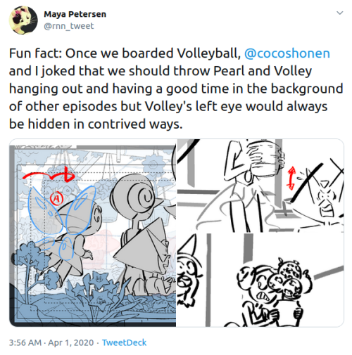 [link to tweet]Fun fact: Once we boarded Volleyball, @cocoshonen and I joked that we should throw Pe