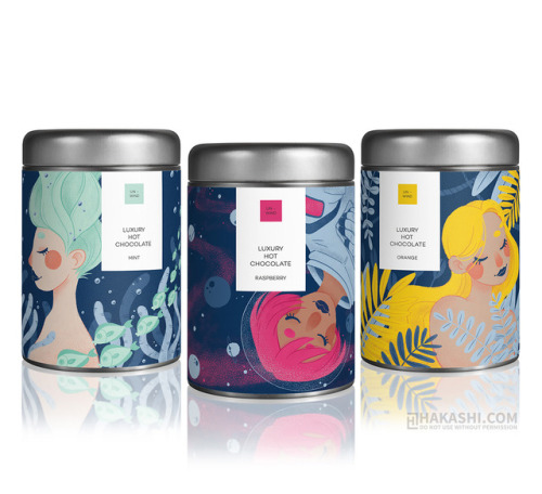 My illustrated hot chocolate tins are finally done! Here is the mockup of all three. I’ll be p