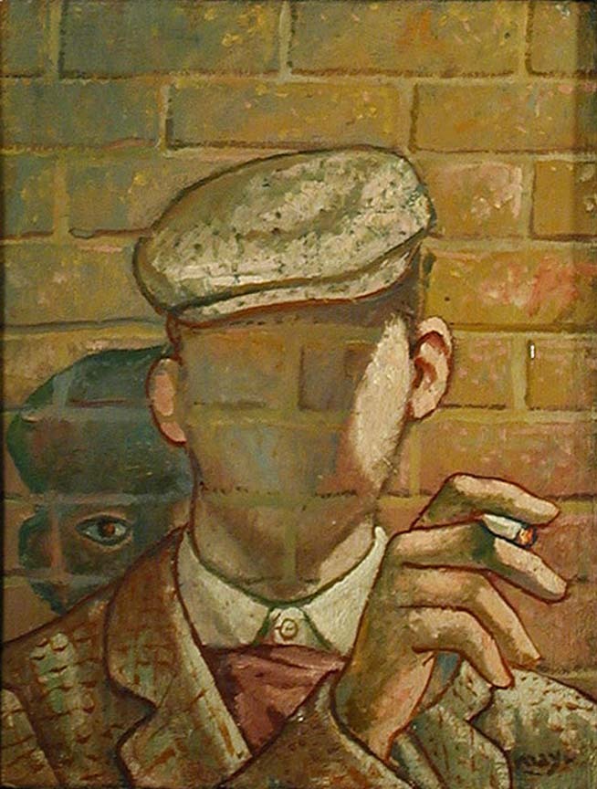 Mayo (Egyptian/Greek, 1905-1990), Rue de la Galerie, 1974. Oil on canvas, 13.25 x