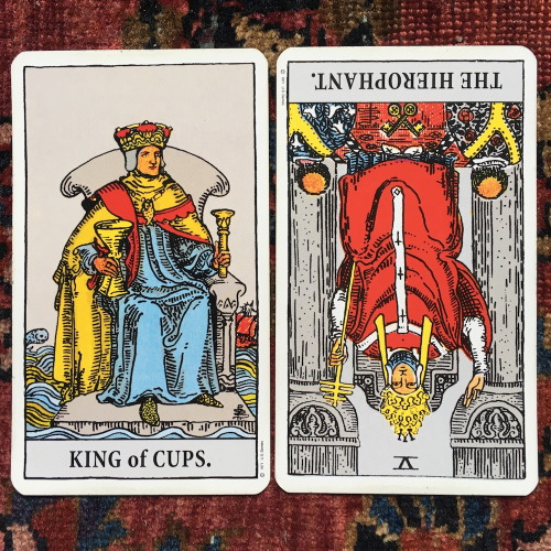 King of Cups and The Hierophant reversedThis may be one of those times when doing the kind and compa