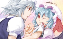 izayoi sakuya and remilia scarlet (touhou) drawn by oniku (o ni q) - Danbooru