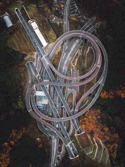 atomic58-blog:A highway interchange between two mountain tunnels. : interestingasfuck 