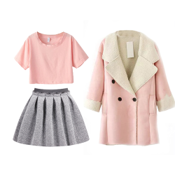 6ium:  Pink x Grey by 6ium  top / skirt /