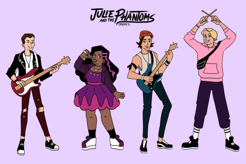 Julie and the Phantoms but it’s an animated series [ID: Two images. The first is a black and w