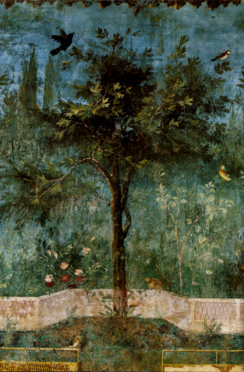 mad-moiselle-bulle:Villa Livia at Prima Porta, illusionistic fresco of a garden view in the Triclini