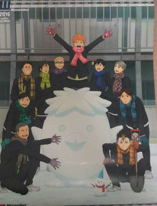 raggirare:  So I got my hands on the Haikyuu 2016 Wall Calendar today and I regret nothing. Each image is for two month (all the bottom months got cut off bc of how I had it lying on my bed). 