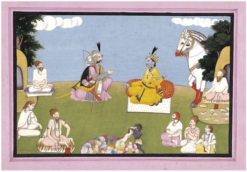 Krishna reveals a vision of Naraka to Arjuna, Mahabharata folio.