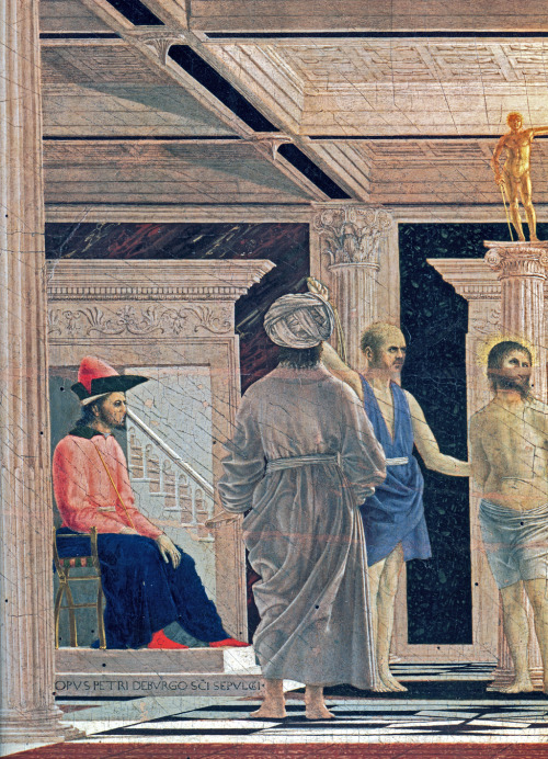 The Flagellation of Christ (detail), 1465, Piero della FrancescaMedium: panel,tempera