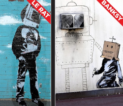 grotesqueerie:  Want to know why I dislike Banksy? Do yourself a favour and check out Blek le Rat (Banksy nicked his rats)   “I used to make a lot of soldiers, then I see Banksy making a lot of soldiers. When I see Banksy making a man with a child or