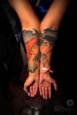 sebutterflykis:  Awesome Couples Tattoos  #11Eric and Arielle Calling all Disney fans! This classic Disney moment comes together when the two of you are together. READ MOR 