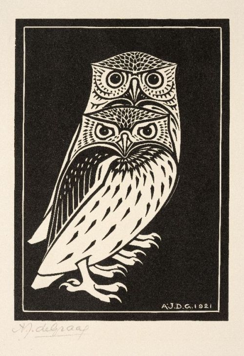 Two Owls  -  Julie de Graag , 1921Dutch, 1877-1924WoodcutGemeentemuseum Den Haag