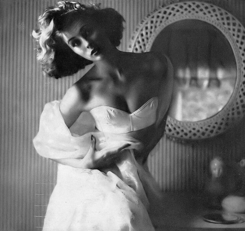 kitsunetsuki:  Lillian Bassman - Suzy Parker Wearing a Bra from Maidenform (Harper’s Bazaar 1951)