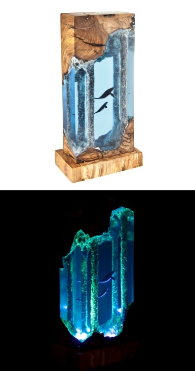 sosuperawesome: Wood and Resin Lamps and