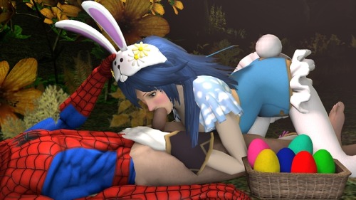 Bunny Lucina having Spider-Man’s carrot for dessert Also happy Easter ^u^