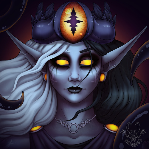 ✩‧₊ Sylerra Grayfangs ₊‧✩ My Warcraft main, a Nightborne Hunter. She’s accepted the Gift of N&