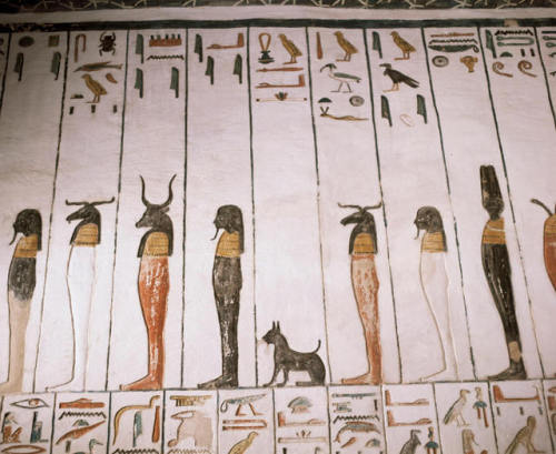 Occurrence of the ‘Litany of Re’, detail of a wall painting from the Tomb of Siptah (KV47). New King