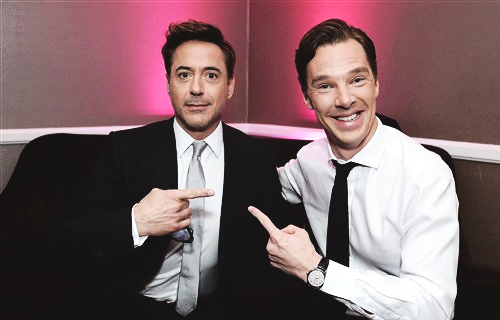 benedictdaily:Sherlock Holmes and Sherlock Holmes Robert Downey Jr. and Benedict Cumberbatch at the 