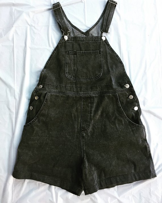 American Apparel Overall Black Denim Shorts //ThriftByKris - Tumblr Pics