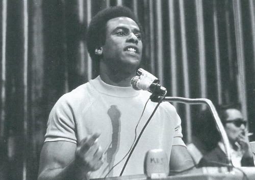 liberalsarecool:  workingclasshistory:  On this day, 17 February 1942, Huey P Newton, founding member of the revolutionary socialist Black Panther Party, was born in Monroe, Louisiana.  Newton described his early activism in the Party, which involved