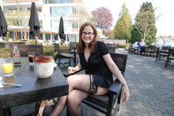 thickshyfemale:  I enjoy it showing my mature stocking legs at public places