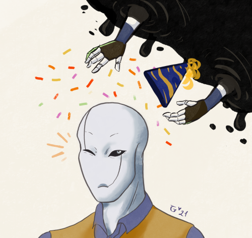 under-top: Happy birth Gaster! :DD  Ink showers him in confetti and Aster organizes an observatory d