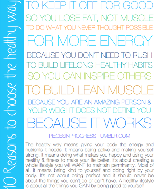 piecesinprogress:  The conclusion of my 3 part total guide to healthy living in the new year is here! Two nights ago I posted the Healthy Eating Handbook, last night was The Fitness Handbook, and tonight is a collection of posts dedicated to motivation