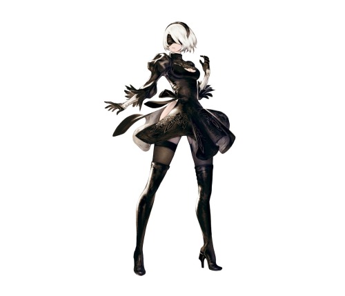 yoshida akihiko nier automata cleavage dress eyepatch heels nopan thighhighs | #342536 | yande.re