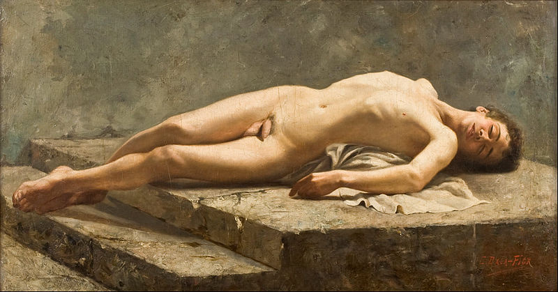 gayartists:Reclining nude (1886), Carlos Baca-Flor