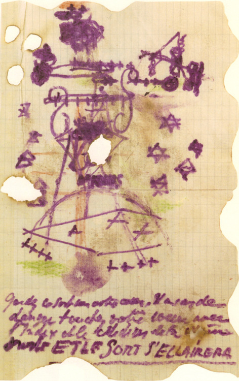 A “spell”, by Antonin Artaud.  “Spells” are a collection of letters / incantations / drawings that A