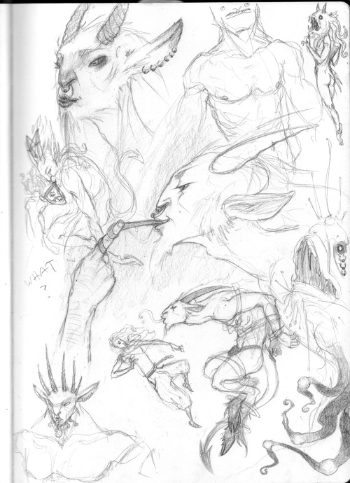 More BLACK HOLE WIZARD demon/wizard doodles.  I think being shown Legend at a very young age so