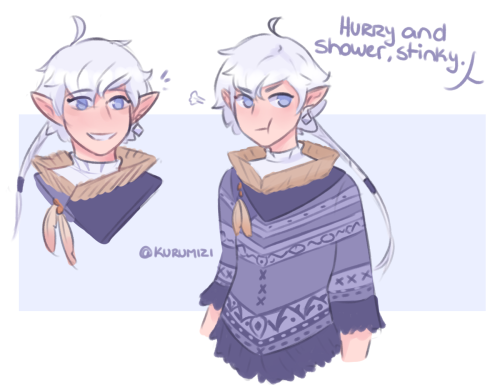 Alphinaud but in that cute outfit he should have kept longer. Also, stinky.