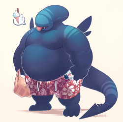 greenendorf:  Xenomorph chub decides to take a summer vacation on Earth. He’d like to try some ’??? ?????’, but doesn’t know the word for it (though he does seem to have a modest understanding of Hawaiian shorts, somehow…)