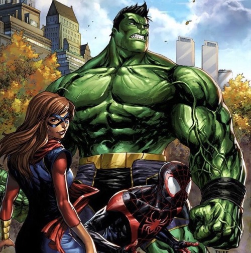 comicbookartwork:MS. MARVEL, HULK AND SPIDER-MAN
