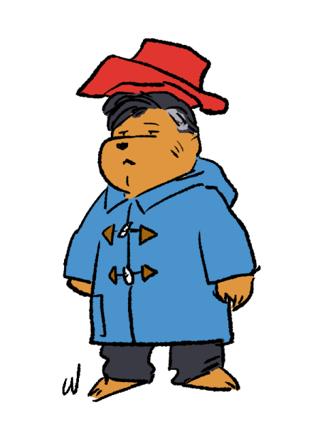 Bruce as Paddington Bear (Styled by Alfred, apparently.)