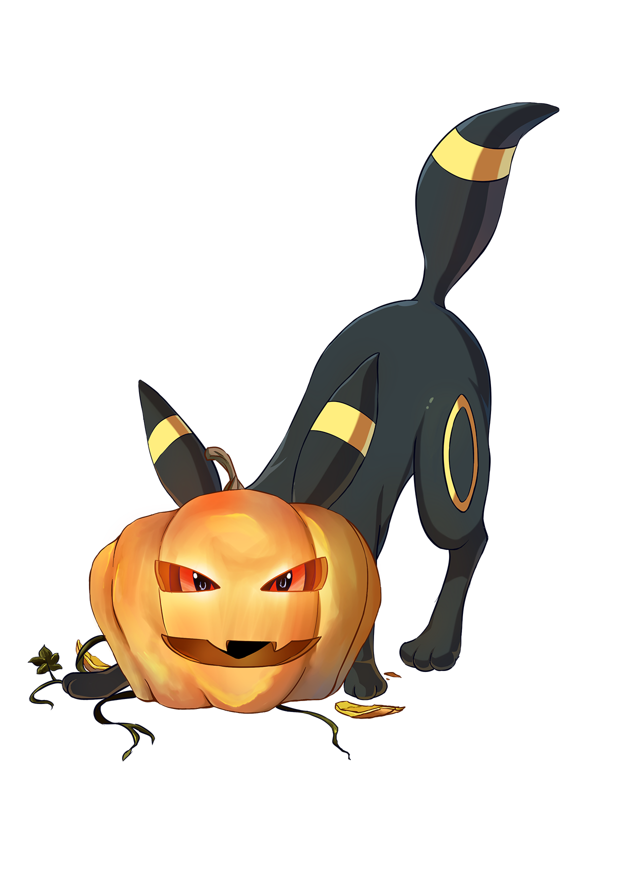 chabibit:  Halloween’s really close, so I decided to draw an Umbreon and a pumpkin