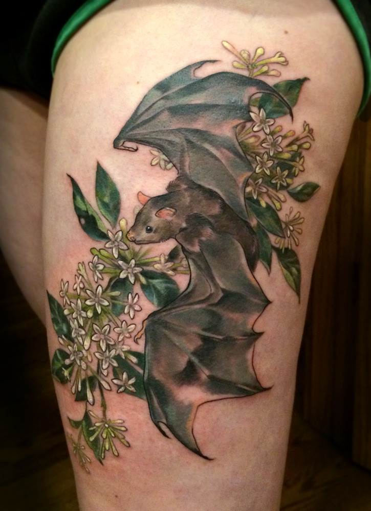 theashcan:  A little thigh battoo with some night blooming jasmine.  All flora and