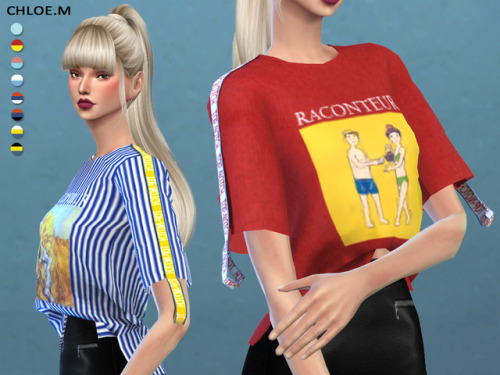 chloem-sims4: Short-sleeved T-shirt Created for: The Sims 4 8colorsHope you like it!Download:TSR