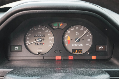 A lovely dashboard in a battery-powered Peugeot 106 Electrique (1995). They made thousands of these 
