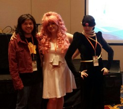 adventuretimeconspiracies:  We had a successful theory panel and gave out some handmade valentine’s day cards created by Jackie @cupboardgods  Look out for us and say hi.  Azusa is The Empress, spoon is Greg Universe, and Jackie is Rose Quartz 