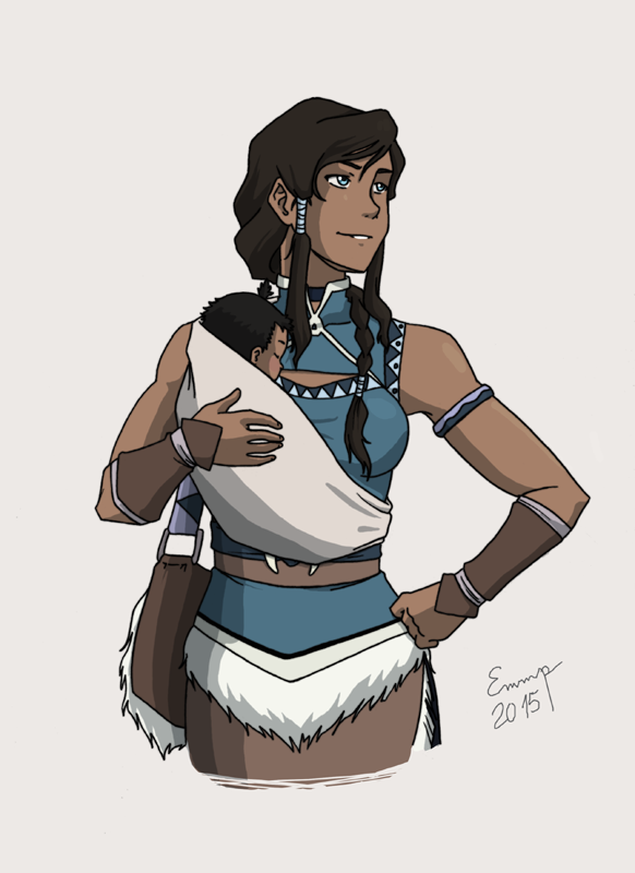 eviechan68: Mama!Korra “wearing” her baby in a sling because I’m sure she would