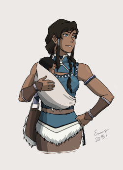 Eviechan68: Mama!Korra “Wearing” Her Baby In A Sling Because I’m Sure She Would