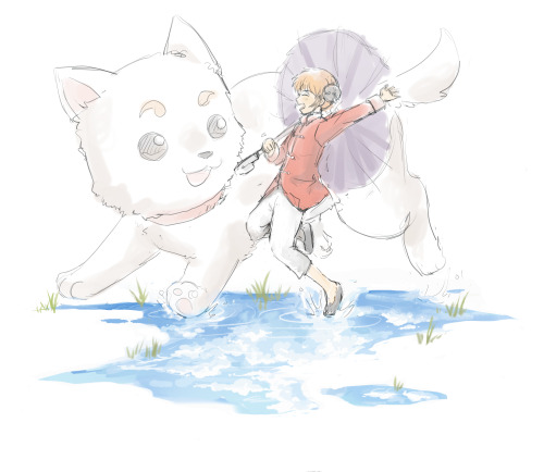 orangesnaxolotls:Everlasting SpringWhen I saw the Japanese characters for Sadaharu I realized they were “定春”. They are the same characters for “set spring” in Chinese. I thought it was really cute since the scenes of Kagura’s home world