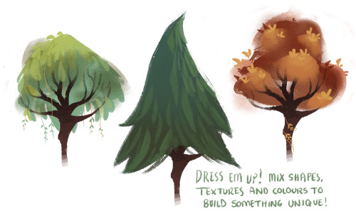 dommifox: A couple people asked me how I vary my leaves and trees and honestly, it’s super eas