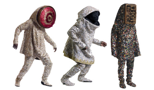 lizardbby:  mocada-museum:  Black Future Month: Nick Cave Nick Cave is an American fabric sculptor, dancer, and performance artist. He is best known for his Soundsuits: wearable fabric sculptures that are bright, whimsical, and other-worldly. He also